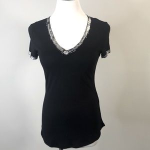 INC black tee with silver detail